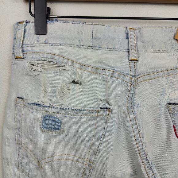 Levis Vintage Clothing Patchwork Jeans Womens 27 Light Wash Moon Tapered - Picture 7 of 13